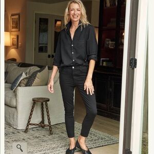 Frank & Eileen Sligo High Waist Skinny Cropped Jean Raw Hem, Jet Black,  Size 26
